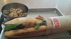 Pulled pork baguette with Quinoa salad